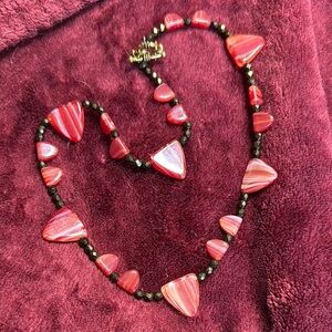 Elegant Red and Black Beaded Necklace